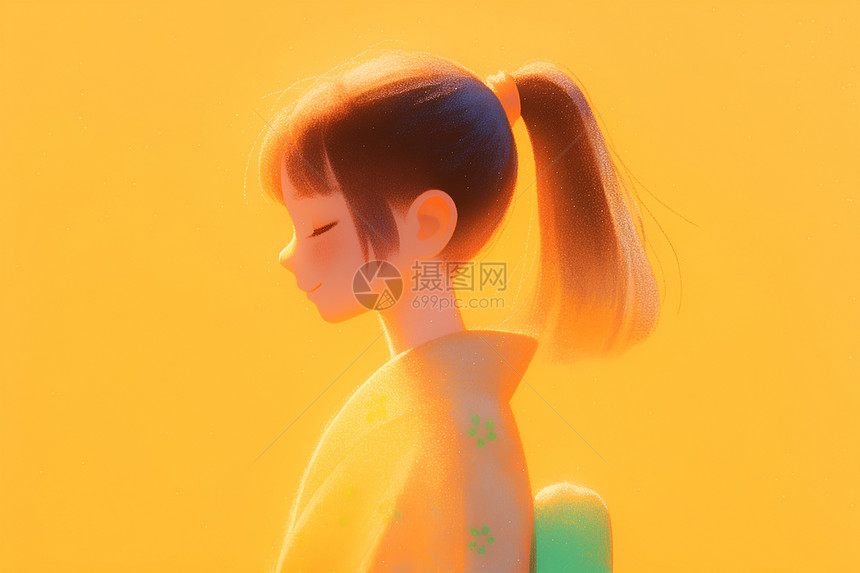 闭目的少女侧颜图片