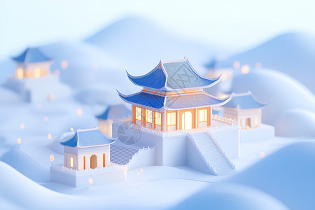 雪地上的建筑图片