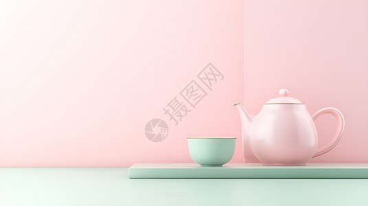 彩色的茶具图片