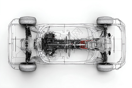 四轮驱动汽车底盘俯视图图片